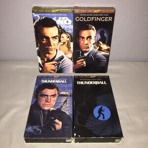Vhs Used James Bond Dr. No / Goldfinger / Thunderball + Bts Lot Sean Connery